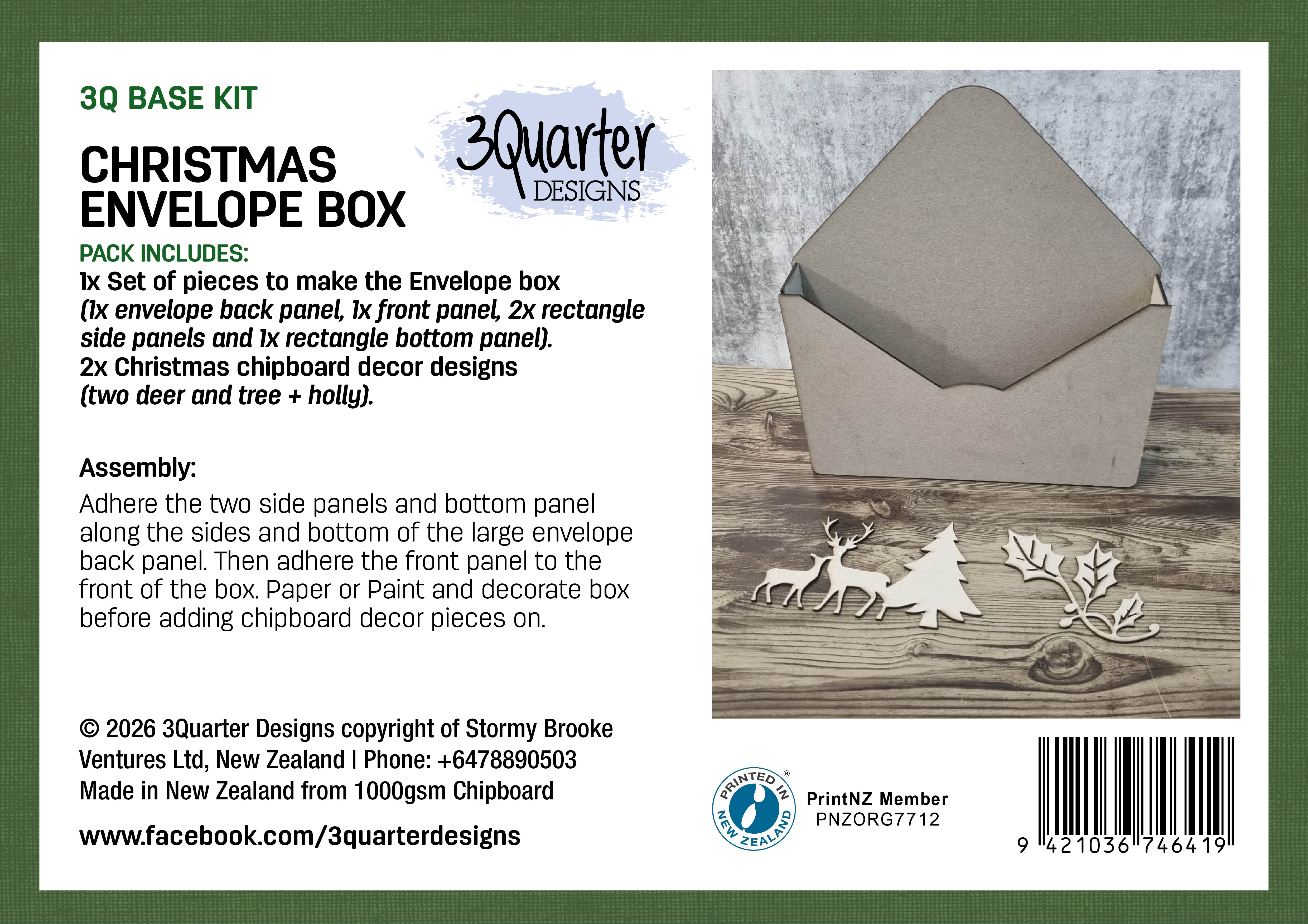 3Quarter Designs Christmas Envelope Box - Chipboard